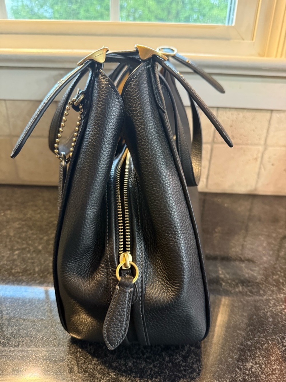 Coach Bella Black Pebbled Leather Shoulder Bag - Picture 3 of 15